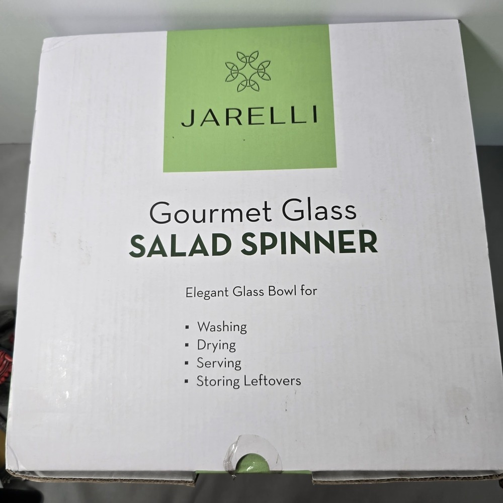 Jarelli Gourmet Glass Salad Spinner NIB 6.3 Quart